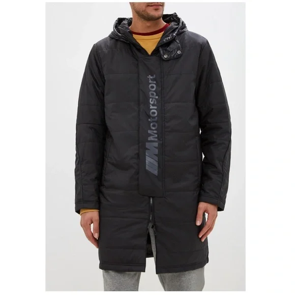 Puma x BMW Motorsport Puffer Long Parka Jacket Black - Picture 1 of 10